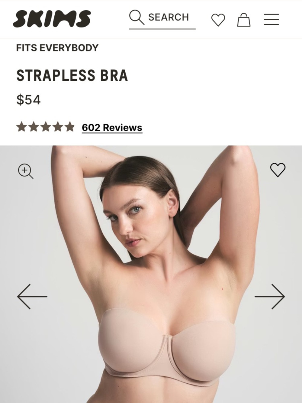 SKIMS Fits Everybody Strapless bra 42DD